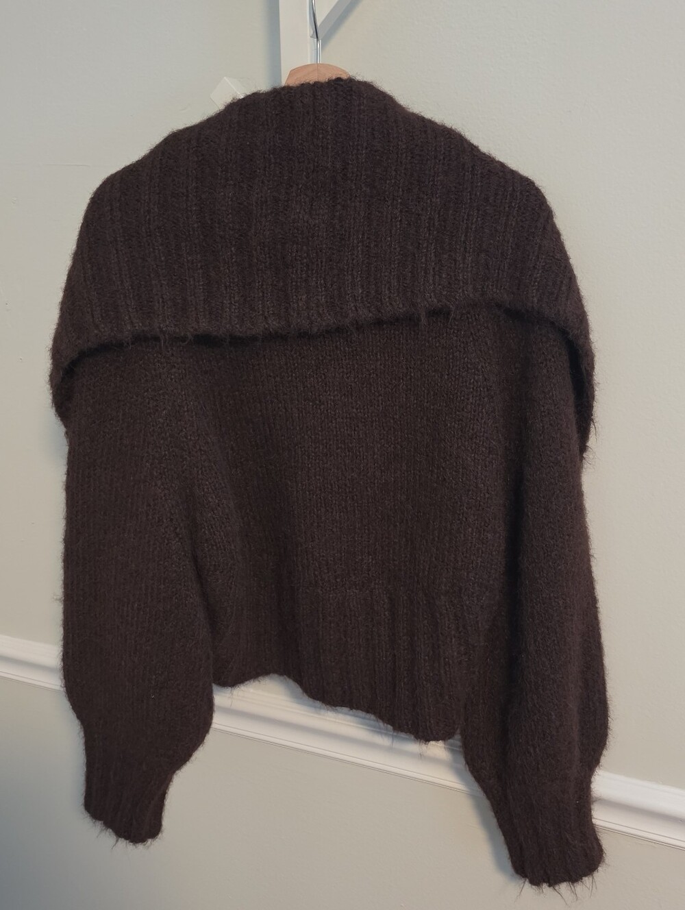 Mare Mare Anthropologie Cropped Fuzzy Shrug Cardigan Brown One Size Cozy Boho - Picture 5 of 10